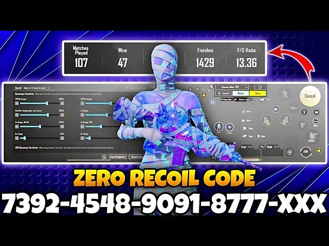 BGMI 2024 NO RECOIL/ZERO RECOIL SENSITIVITY CODE | BGMI BEST SENSITIVITY SETTINGS.