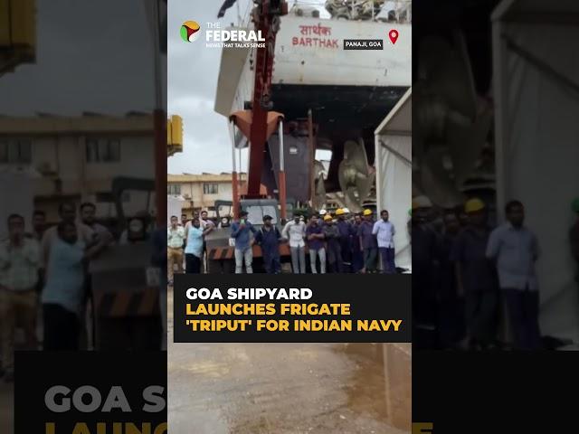 Vasco based #Goa shipyard launches frigate 'Triput' for #IndianNavy | #shorts