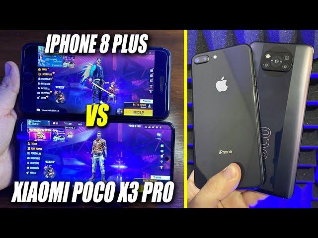 IPHONE 8 PLUS VS XIAOMI POCO X3 PRO en FREE FIRE