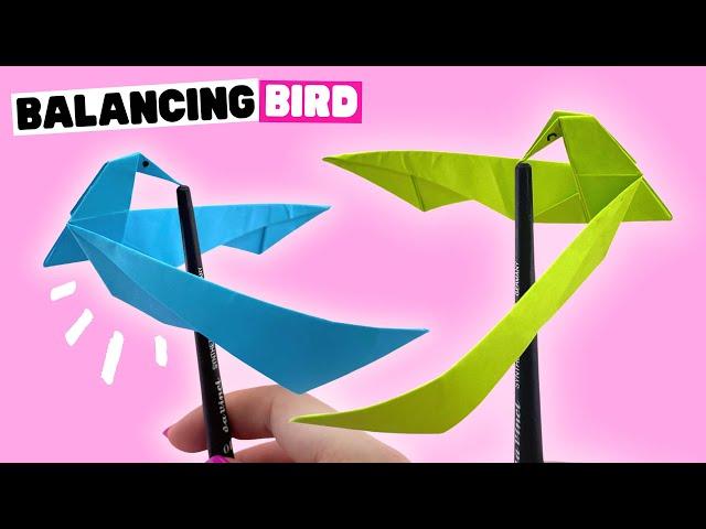 How to make origami BALANCING BIRD easy [paper toys, self balancing bird]