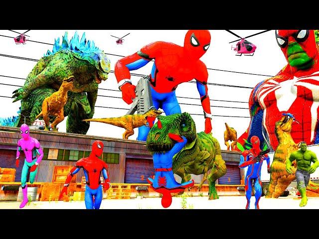 Khủng Long Bạo Chúa Đại Chiến Siêu Nhân Khổng Lồ Horror Cat, Dinosaur Vs Hulk, Spiderman Racing Car