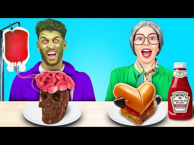 123 GO BARU! Tantangan Memasak Aku VS Nenek VS Zombie || Mana yang Akan Kamu Makan?