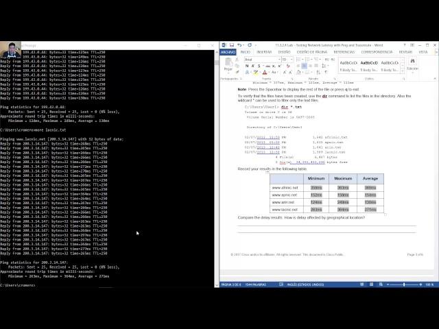 11.3.2.4 Lab - Testing Network Latency with Ping and Traceroute