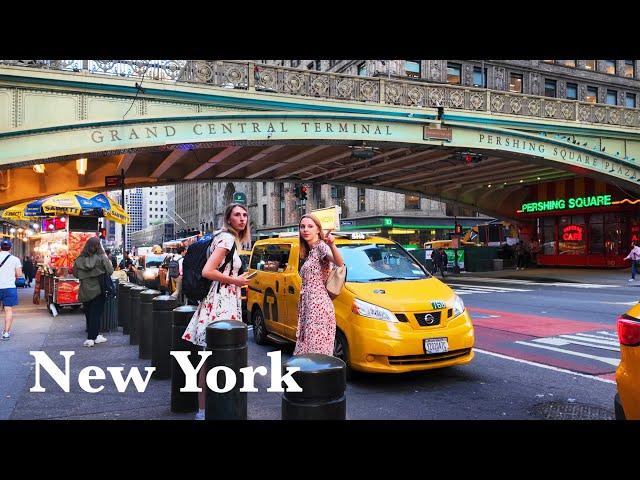 NYC Walking Tour: Grand Central, Park Avenue "Travelers" sculptures by Bruno Catalano, July 2024, 4k