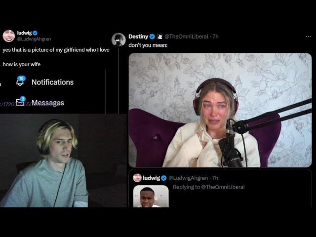 xQc reacts to Drama Between Destiny & Ludwig on Twitter