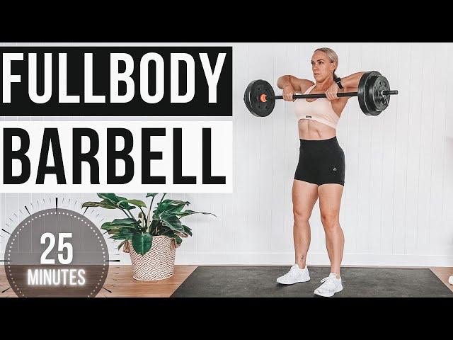FULL BODY BARBELL WORKOUT AT HOME | Tri-sets | Dumbbell Alternatives