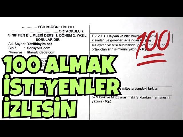 7.Sınıf Fen Bilimleri 1.Dönem 2.Yazılı