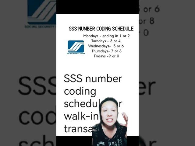 SSS schedule of number coding