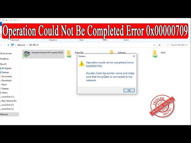 How To Solved Operation Could Not Be Completed ERROR 0×00000709 | Fix Windows 11 & Windows 10 |