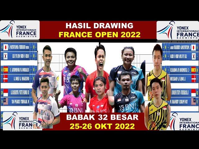 Hasil Drawing French Open 2022: 25 – 30 Oktober 2022 | Yonex French Open 2022 Badminton Draw R32