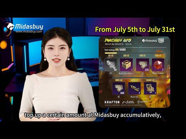 Top up at Midasbuy accumulatively, get extra PUBG MOBILE UC and much more as rewards!