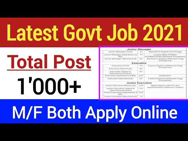 Latest Govt Jobs 2021 || Total Vacancies 1'000+ || New Govt Job Vacancy 2021