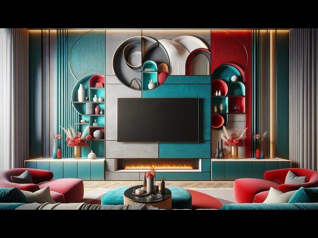 AI MODERN Mid-Century TV Wall Ideas for Tall Walls | Neutral & Bold Palettes