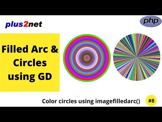 Drawing filled arc, circles & patterns using colours and angles  by  imagefilledarc() in PHP GD