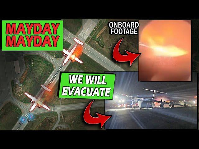 LANDING GEAR COLLAPSE + FIRE | Emergency Evacuation on Runway!