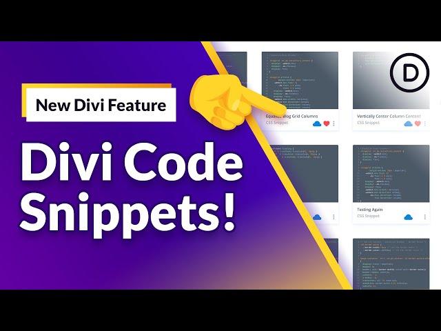  New Divi Feature! Introducing Divi Code Snippets.