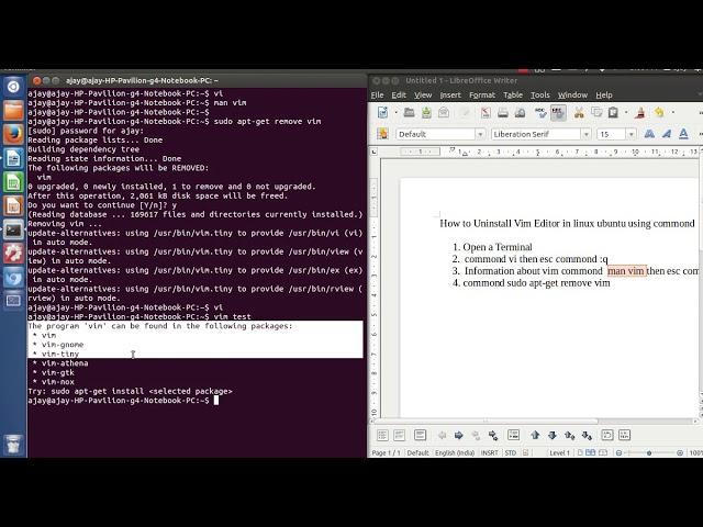 how to install and uninstall vim editor in ubuntu/linux