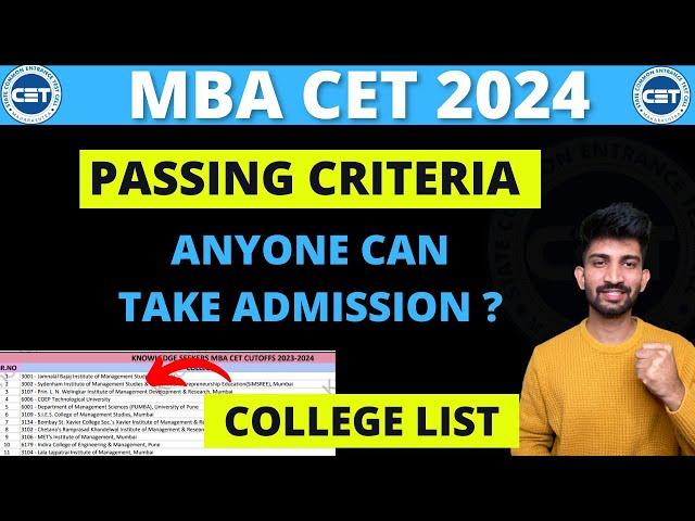 MBA CET Passing Criteria 2024 | MBA CET College List with Cutoffs 2024