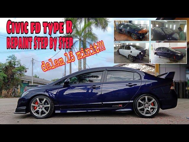 civic FD Type R repaint dalam 13 minit??? | timeslap video