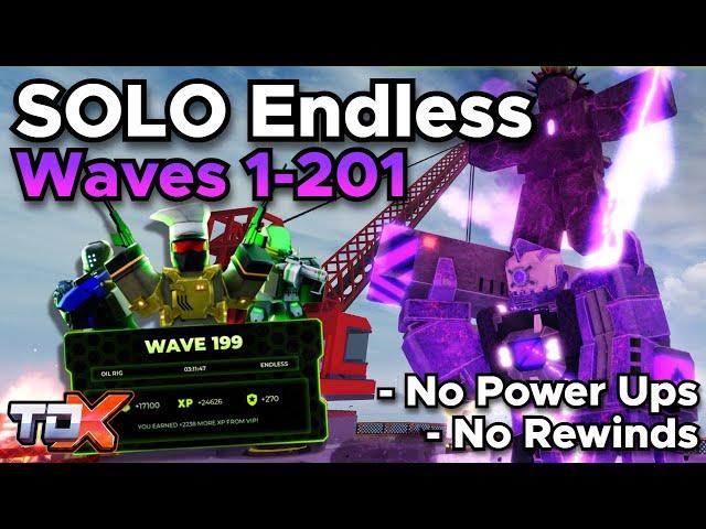 TDX SOLO Endless Mode Waves 1-201 (No Power Ups, No Rewinds) - Tower Defense X Roblox