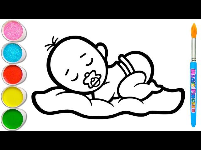 Sleeping Babies Drawing, Painting, Coloring for Kids and Toddlers | Basic Drawing Tips #324