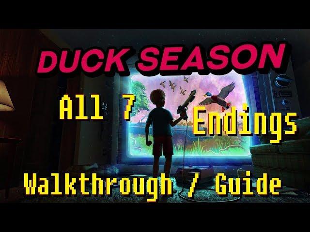 Duck Season - All 7 Endings Walkthrough/Guide (+ Wizard Book) (VR gameplay, no commentary)