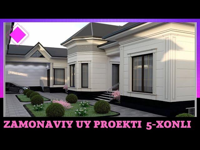 ZAMONAVIY O'ZBEKONA UY PROEKTI 5 XONLI   20X30 ( 6 SOTIX YER UCHUN )