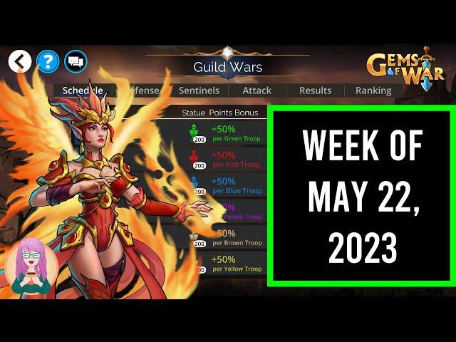 Gems of War - Guild Wars GREEN Attack for the Week of May 22, 2023