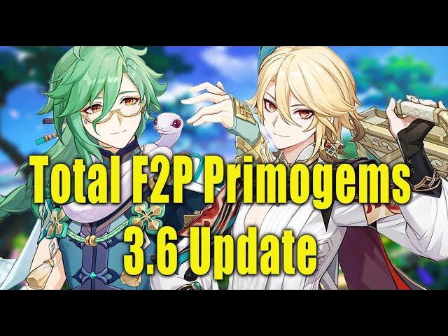 Total F2P Primogems in 3.6 Update - Genshin Impact India HINDI