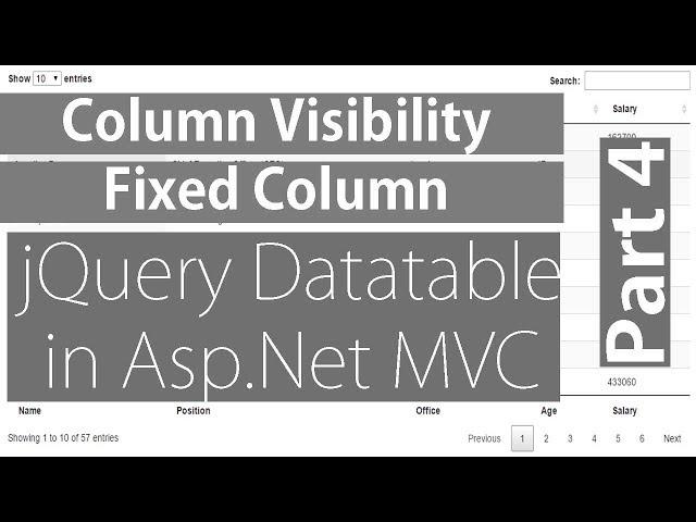 Column Visibility And Fixed Columns in jQuery Datatable - Part 4