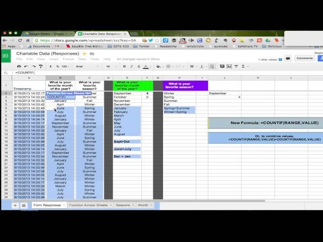 Using the COUNTIF function across sheets in a workbook