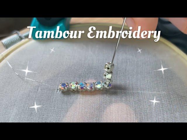 Tambour Embroidery Beading with Crystal AB in silver frames