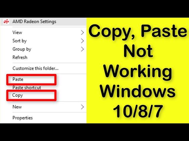 How To Fix Right Click " Copy & Paste Not Working " Problem Windows 10/8/7