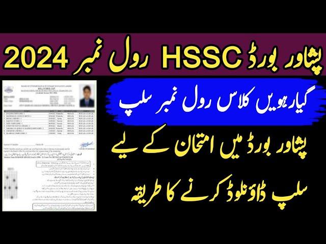 Intermediate HSSC Roll No Slips  PESHAWAR BOARD 2024