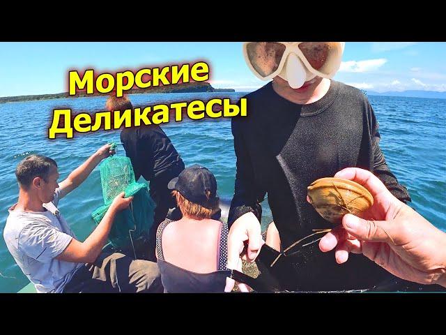 Рыбалка и отдых на море. В погоне за морскими деликатесами. Ловим ракушку креветку и крабиков.