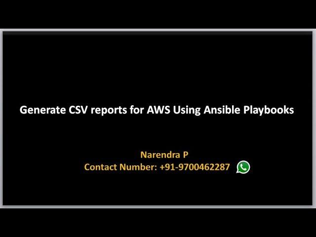 AWS Provisioning using Ansible | Generate CSV Reprots using ansible Playbooks for ec2 Instances