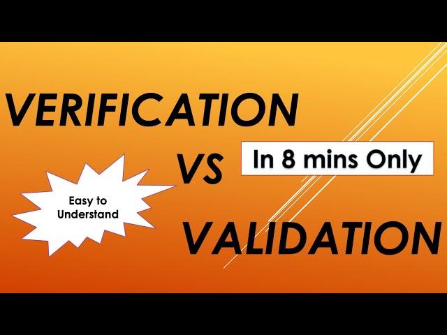 Verification and Validation |  Difference between Verification and Validation