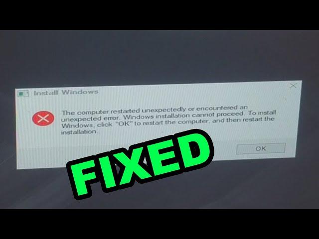 FIX - The computer restarted unexpectedly or encountered an unexpected error - 100% Working Solution