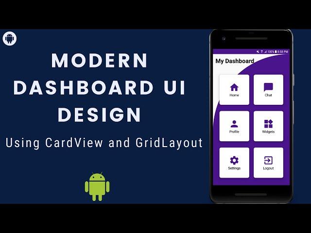 Modern Dashboard UI Design Android Studio Tutorial | Cardview Android Studio | Grid layout Android