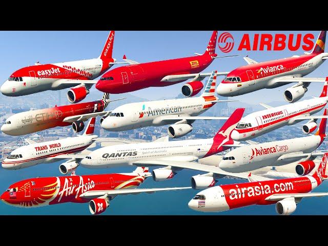 GTA V: Every Red Airbus Airplanes Take Off Test Flight Landing Gameplay