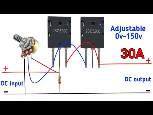 Adjustable Voltage Regulator circuit 0v-150v 30A || 2SC5200 Transistor