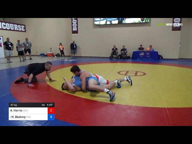 2018 Marine Corps US Open/UWW Junior Greco Roman 97 RR Rnd 3 - Austin Harris (CWC-TMWC) Vs. Hunter