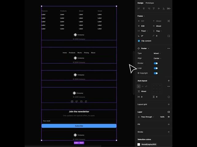 Responsive Footer Design in Figma  #webdesign#uikit