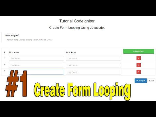 Tutorial Codeigniter 3 Create Form Looping Using Javascipt Part 1 #39