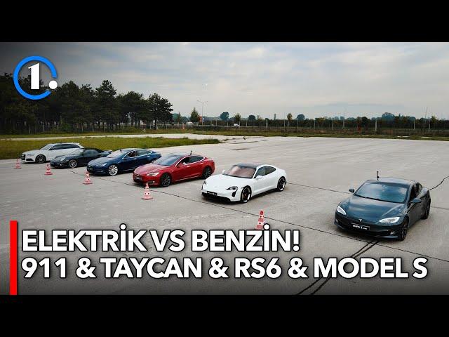 Porsche 911 & Porsche Taycan & Audi RS6 & Tesla Model S | EV vs Gasoline! | Drag&Rolling Race