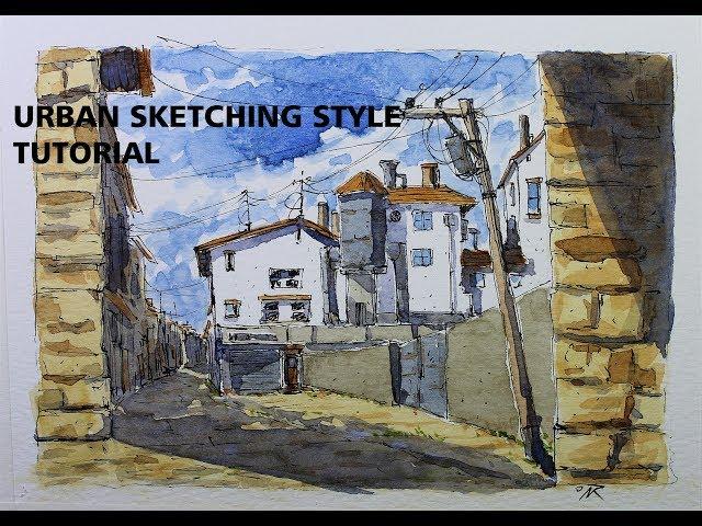 Line and Wash Watercolor Urban Sketching Style Easy and Simple By Nil Rocha