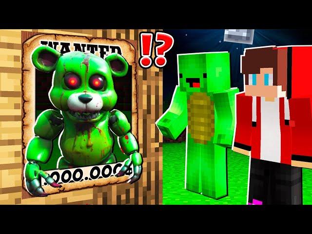 Why Creepy Robot Bear FNAF is WANTED at 3am ? Mikey and JJ vs BEAR.EXE ! - in Minecraft Maizen