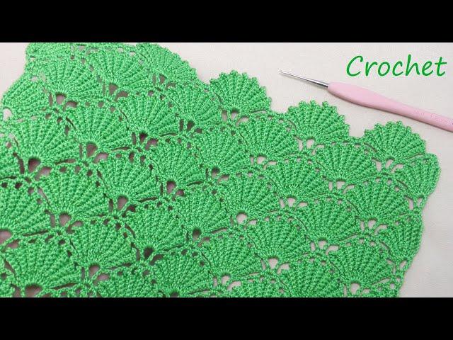 Всего 2 ряда!!! УЗОР "РАКУШКИ" простое ВЯЗАНИЕ КРЮЧКОМ для начинающих SUPER EASY Pattern Crochet