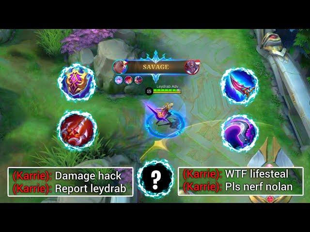 Auto SAVAGE!! SECRET BUILD FOR NOLAN DAMAGE HACK - Top 1 Global Nolan ~ MLBB