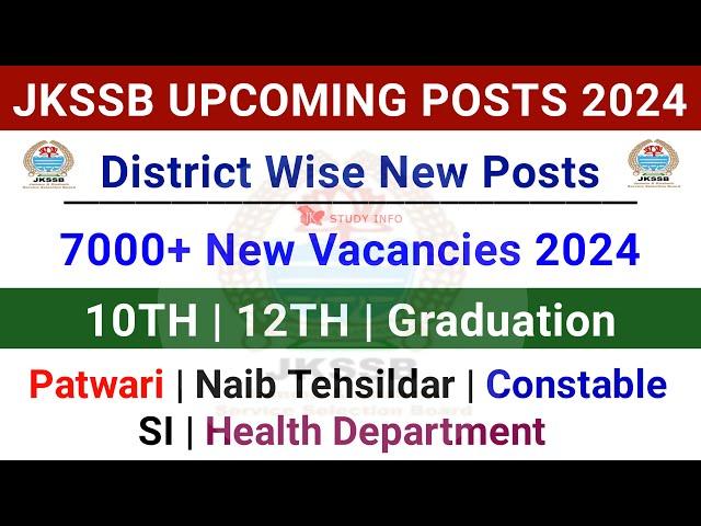 JKSSB New 7000+ Posts 2024 | JKSSB Upcoming Recuritment 2024 | Jkssb 10th,12th Pass Jobs | J&K Jobs